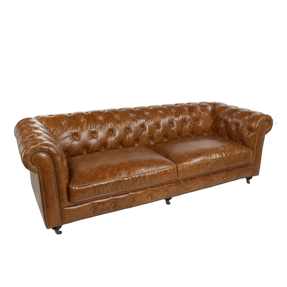 Vintage Chesterfield Three Seater Sofa Tan