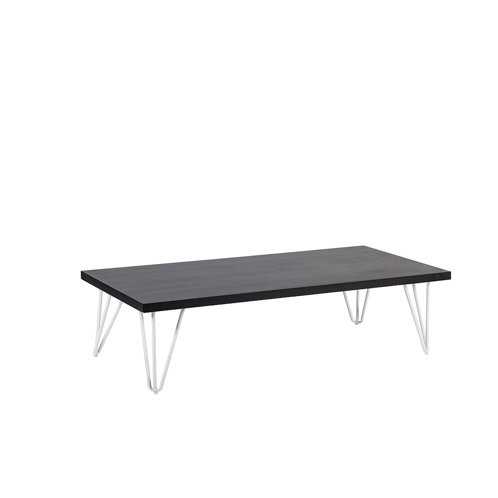 Blackwash Rectangle Hairpin Coffee Table White