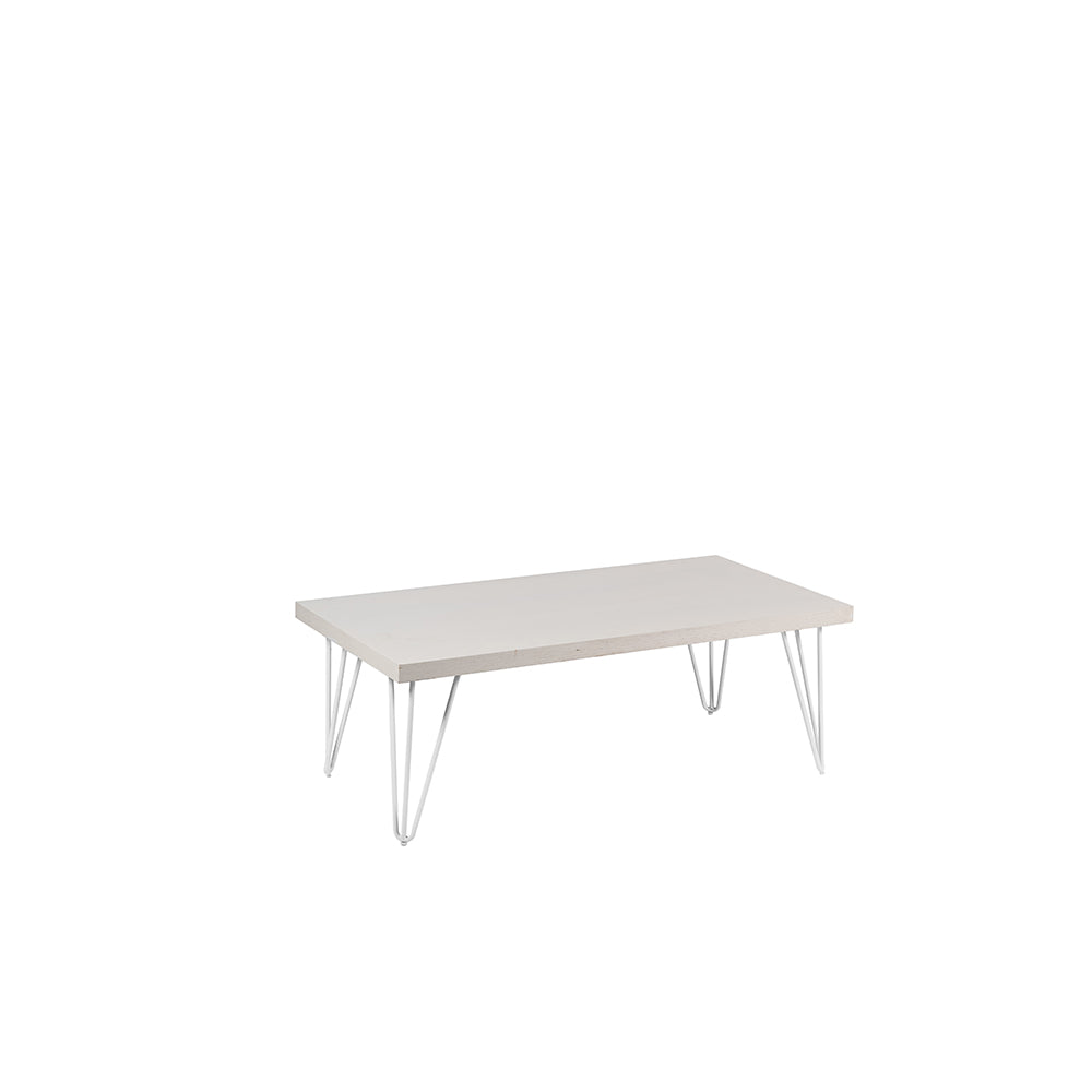 Whitewash Rectangle Hairpin Coffee Table White