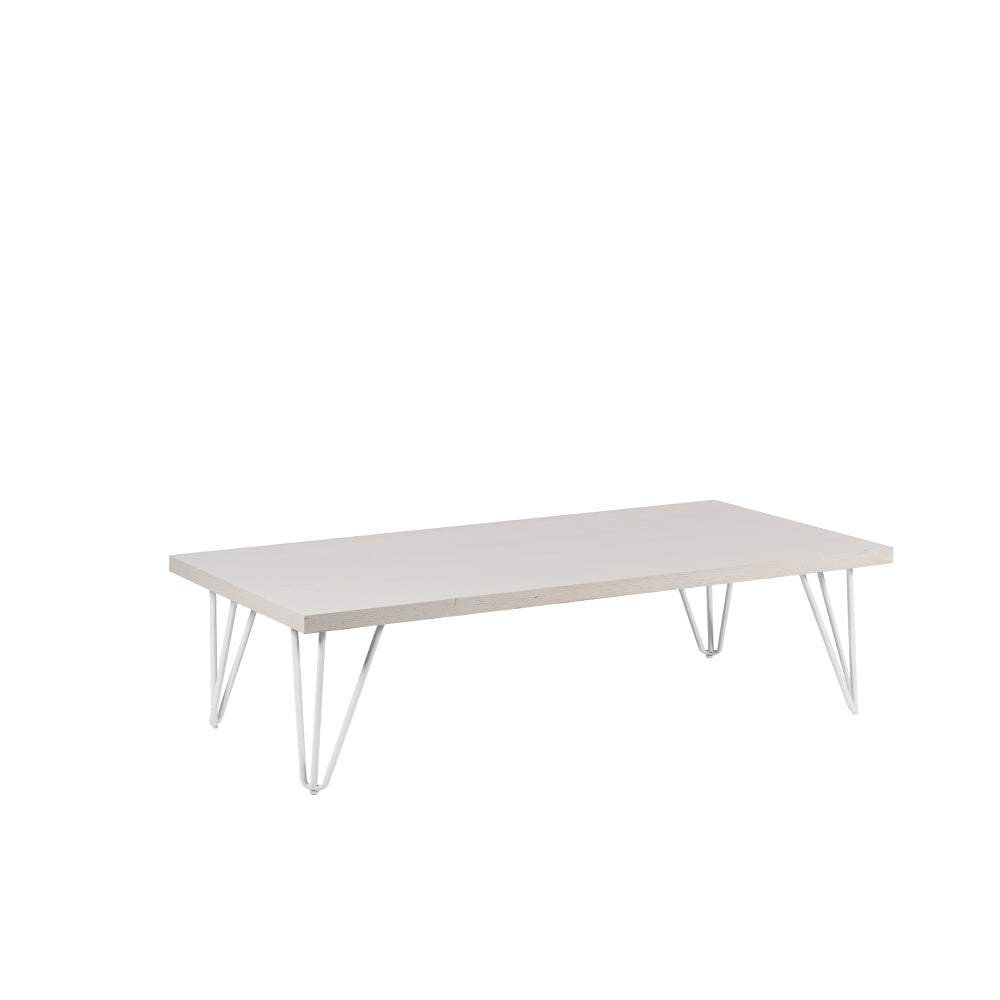 Whitewash Rectangle Hairpin Coffee Table White