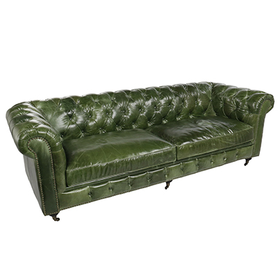 Vintage Chesterfield Three Seater Sofa - Green