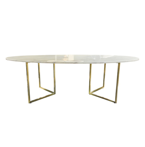 Zelda Gold Oval Dining Table